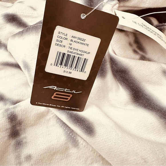 Activ 8 Tie Dye Hookup Sweatshirt Black & White Women’s Size M‎ - Picture 8 of 9